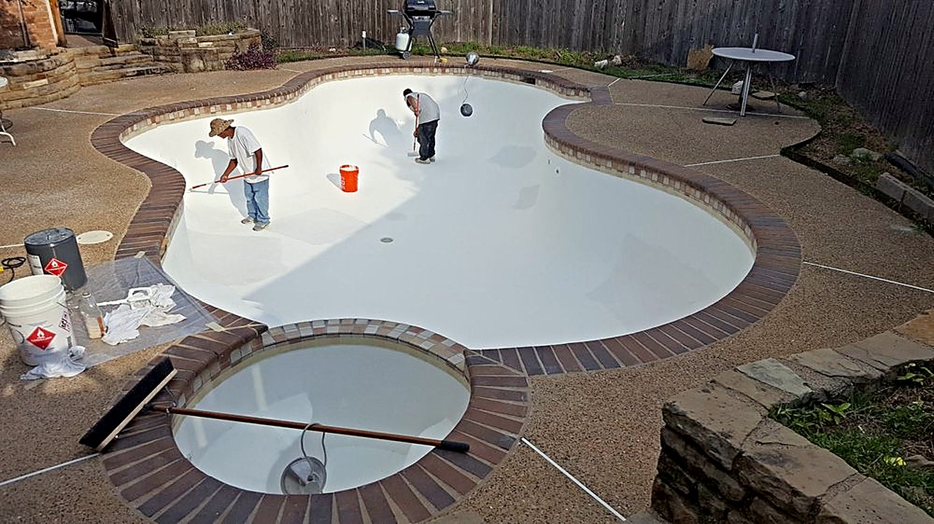 Finish work on a large freeform pool and attached spa