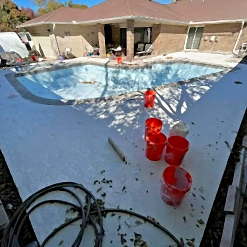 Mid-job: deck masked, surface going down