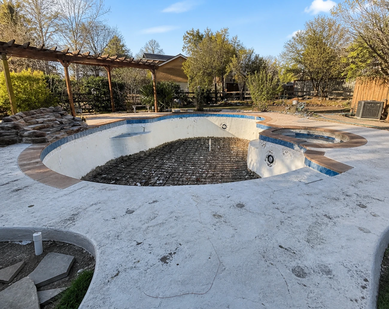 Renovation in progress: shell prep before replaster