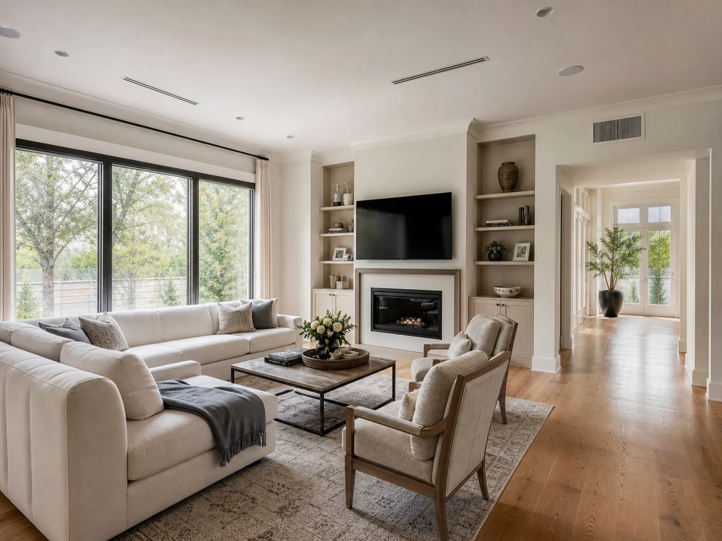 Balanced airflow in a finished family room
