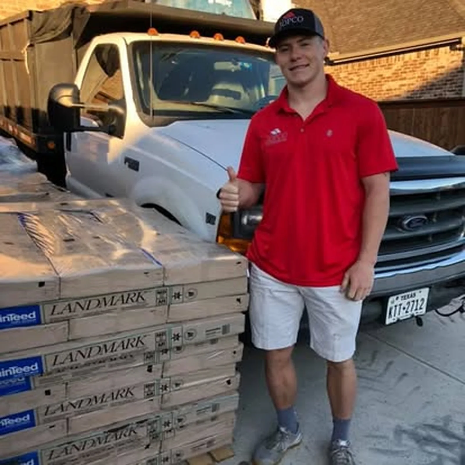 Roofing material delivery and jobsite staging