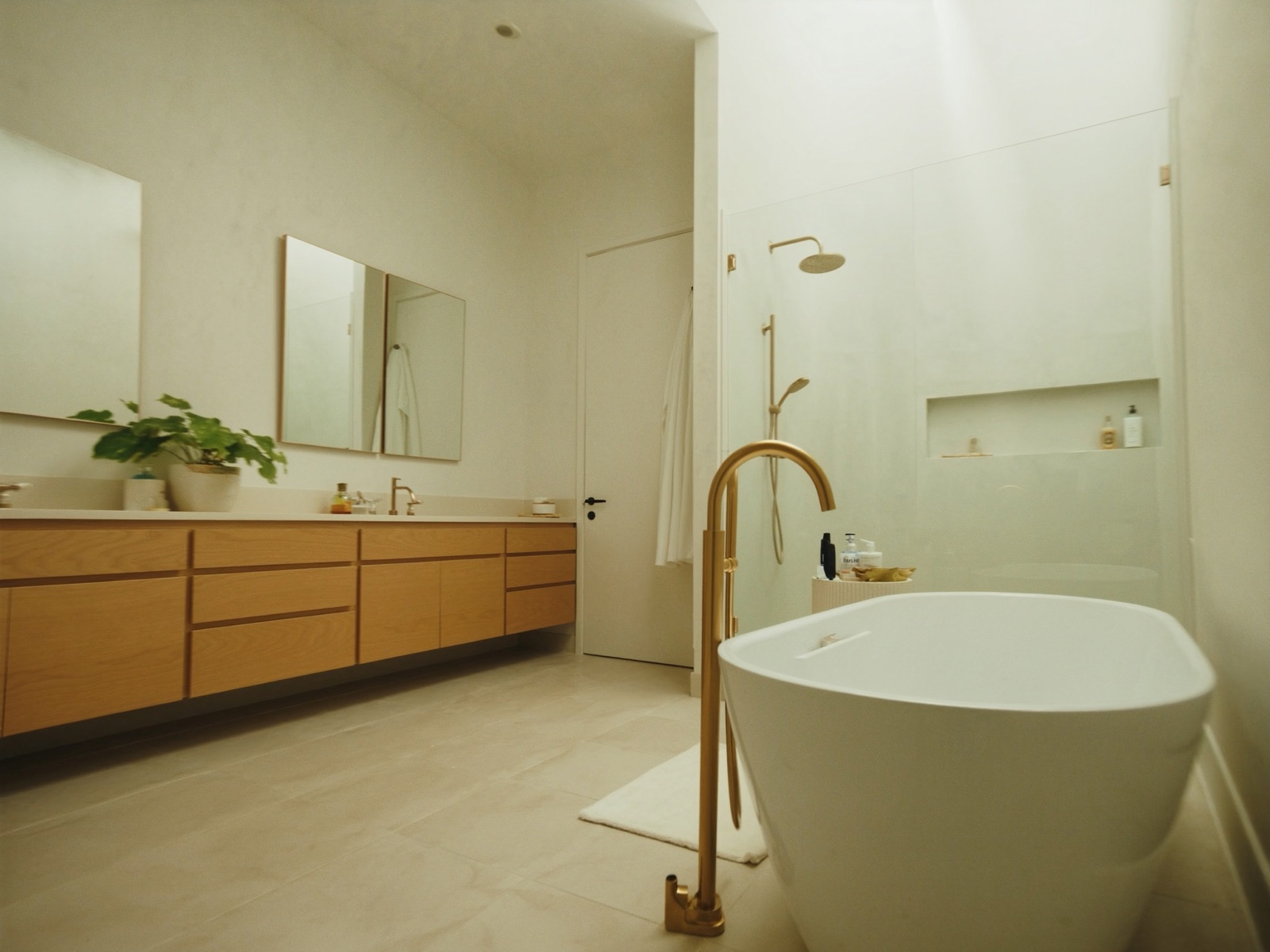 Spa-style primary bath with freestanding tub, McKinney, TX