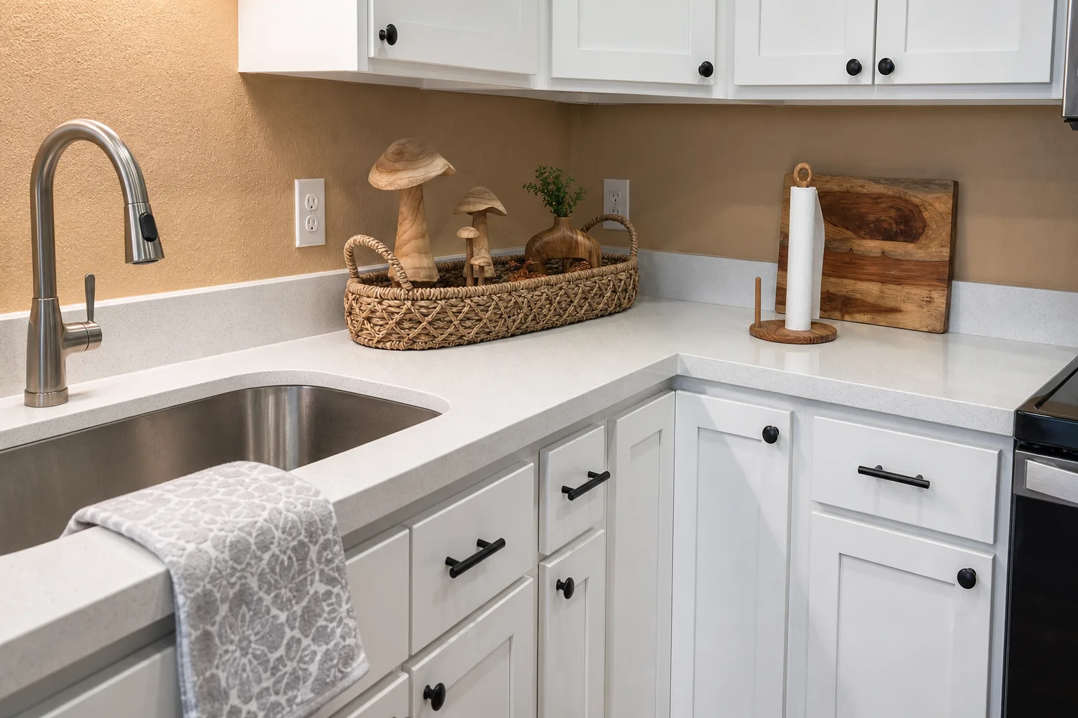 Quartz countertop and cabinetry detail